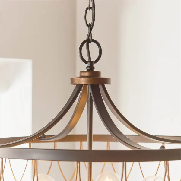 Heston 5 Light Bronze & Matt Black Pendant