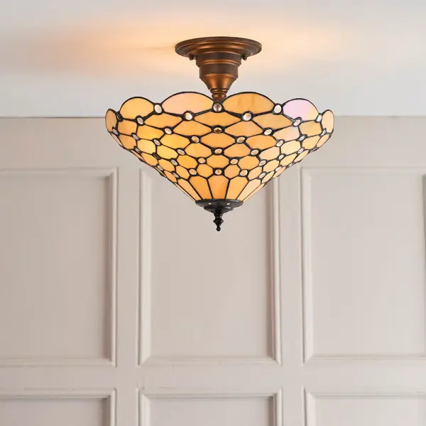 Tiffany Style Pearl 3 Light Semi Flush
