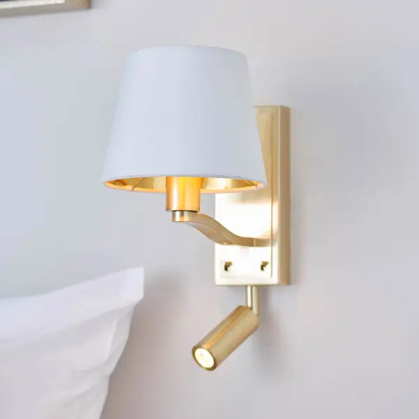 Harvey Wall Light and Spot Light in Gold Finish C/W Shade