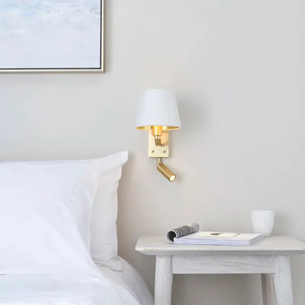Harvey Wall Light and Spot Light in Gold Finish C/W Shade
