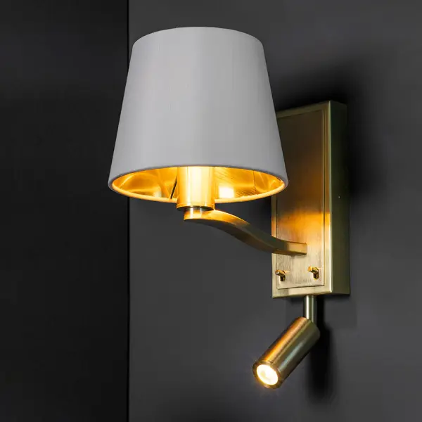 Harvey Wall Light and Spot Light in Gold Finish C/W Shade