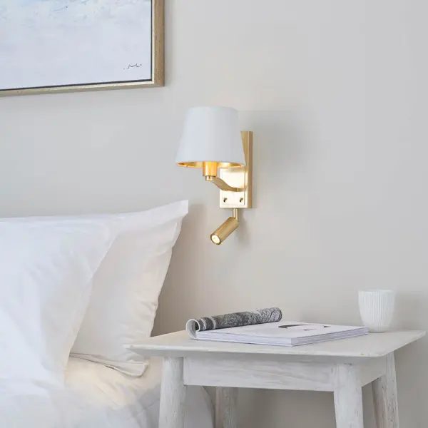 Harvey Wall Light and Spot Light in Gold Finish C/W Shade
