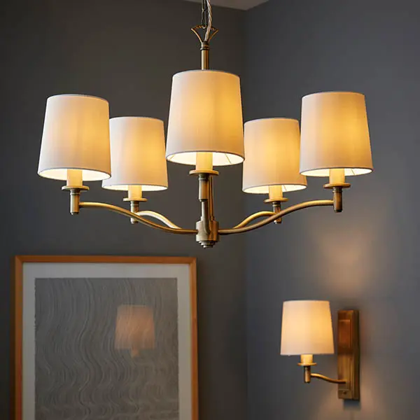 Ortona 5 Light Antique Brass Pendant