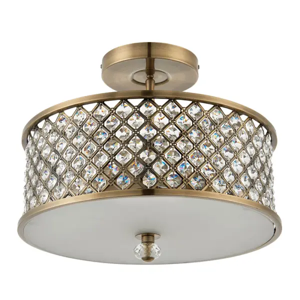 Hudson 3 Light Semi Flush in Antique Brass