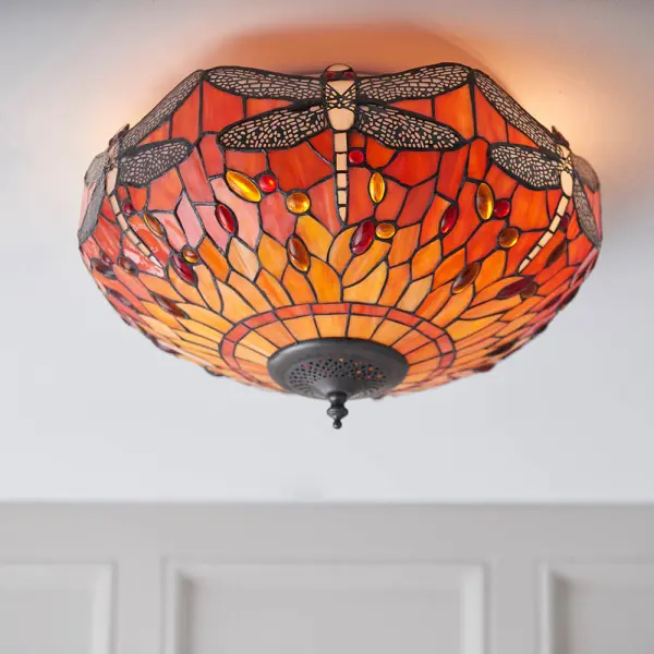 Dragonfly Flame Medium 2 Light Flush 60W