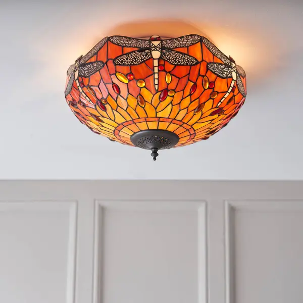 Dragonfly Flame Medium 2 Light Flush 60W