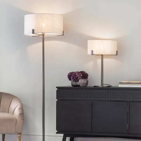 Hayfield Bronze Table Lamp C/W Natural Shade