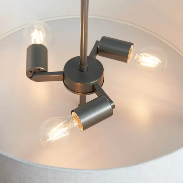Hayfield 3 Light Bronze Pendant C/W Natural Shade