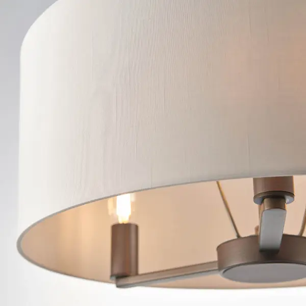 Daley 3 Light Drum Pendant in Bronze C/W Marble Shade