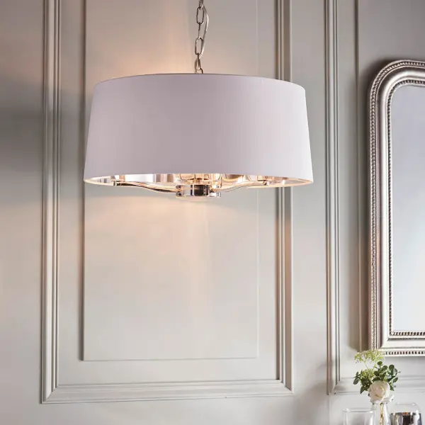 Harvey 3 Light with Drum Shade in Nickel Finish