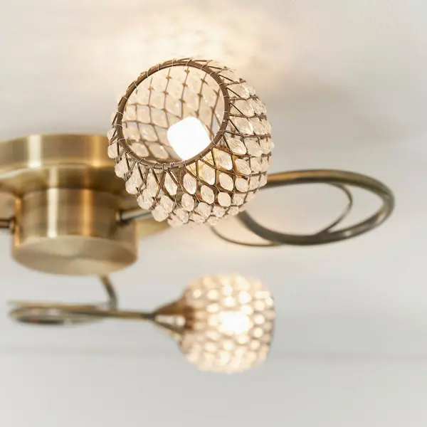 Aherne 3 Light Semi Flush in Antique Brass