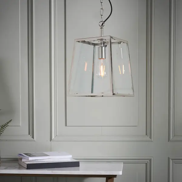 Hurst Box Style Single Pendant in Nickel Finish