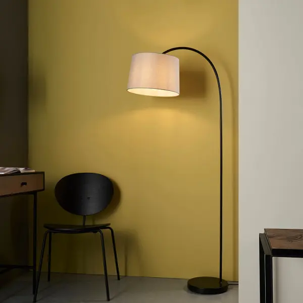 Carlson Floor Lamp in Matt Black C/W Grey Finish