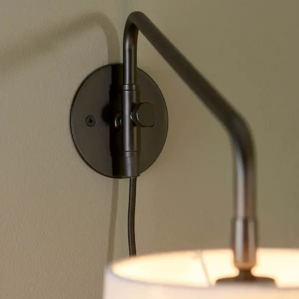 Carlson Small Modern Wall Light in Matt Black C/W Grey Shade