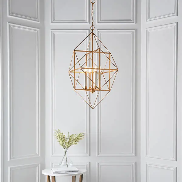 Fred 4 Light Gold Leaf Framed Pendant