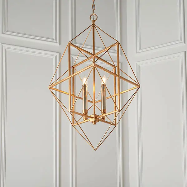 Fred 4 Light Gold Leaf Framed Pendant