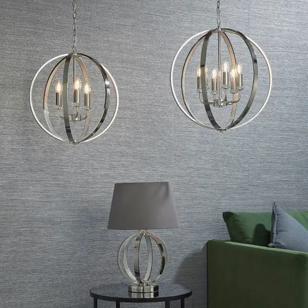 Ritz 6 Light Nickel & Crystal Pendant