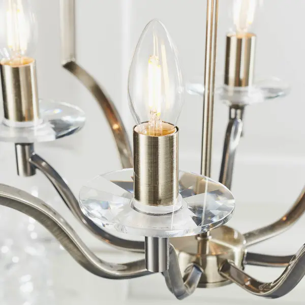 Lainey 4 Light Pendant in Antique Brass & Crystal