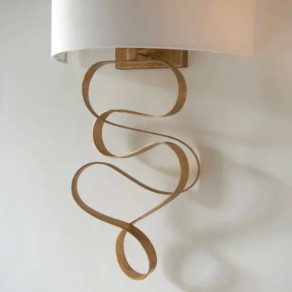 Jane Gold Ribbon Wall Light C/W Ivory Shade