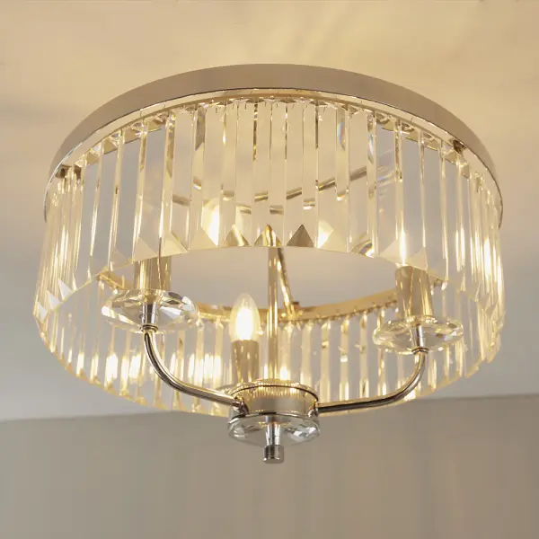 Carol 3 Light Nickel & Clear Glass Semi Flush