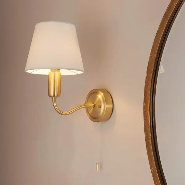 Conway Satin Gold Wall Light C/W Shade IP44