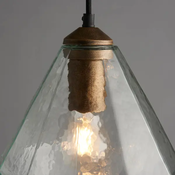 Ebbe Single Pendant in Antique Gold & Clear Glass