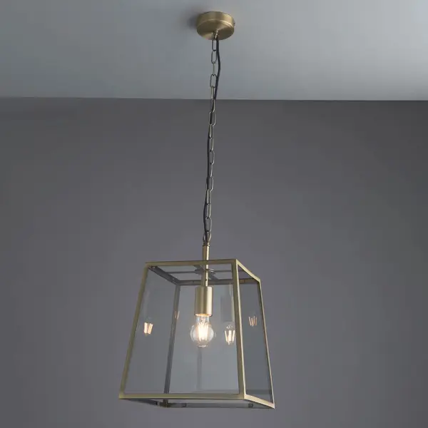 Hurst Box Style Single Pendant in Antique Brass Finish