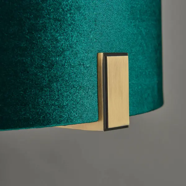 Hayfield Table Lamp in Matt Antique Brass C/W Green Velvet Shade