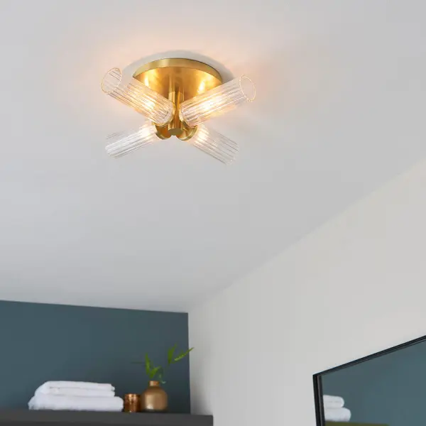 Talo 4 Light Semi Flush in Satin Brass IP44