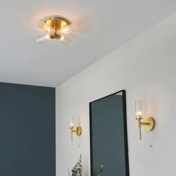 Talo 4 Light Semi Flush in Satin Brass IP44