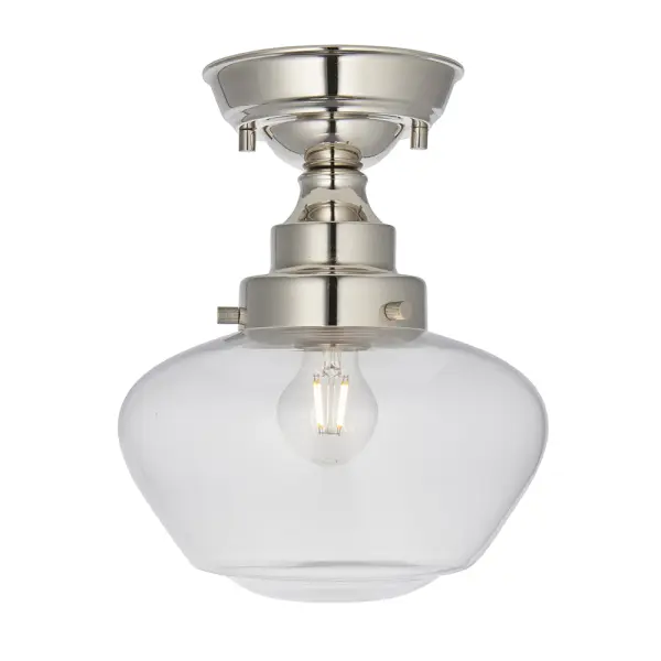 Camberley Polished Nickel & Glass Semi Flush
