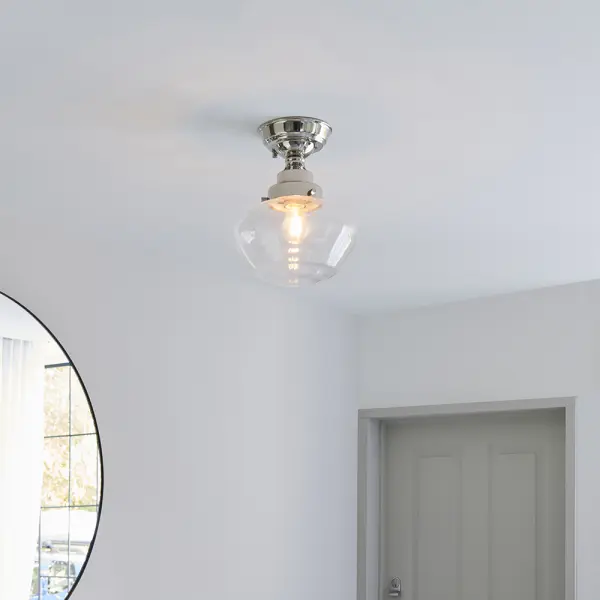 Camberley Polished Nickel & Glass Semi Flush