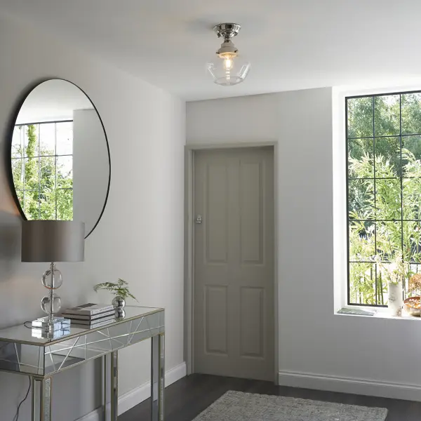 Camberley Polished Nickel & Glass Semi Flush