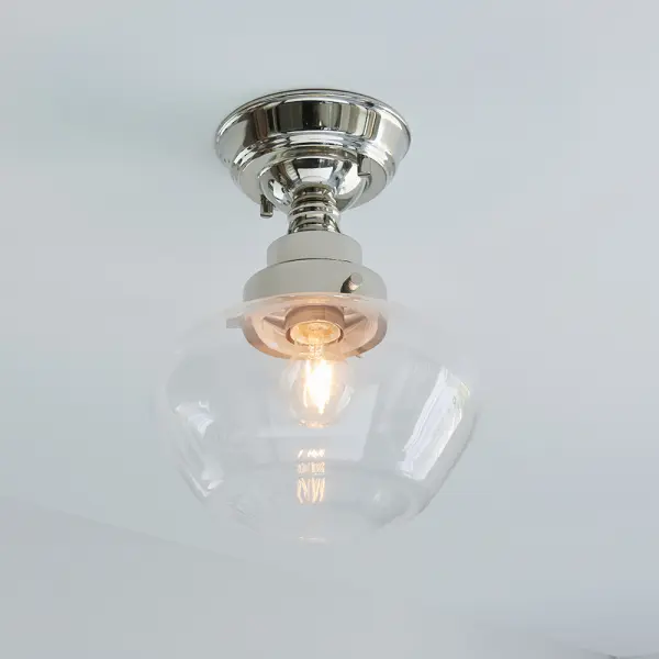 Camberley Polished Nickel & Glass Semi Flush