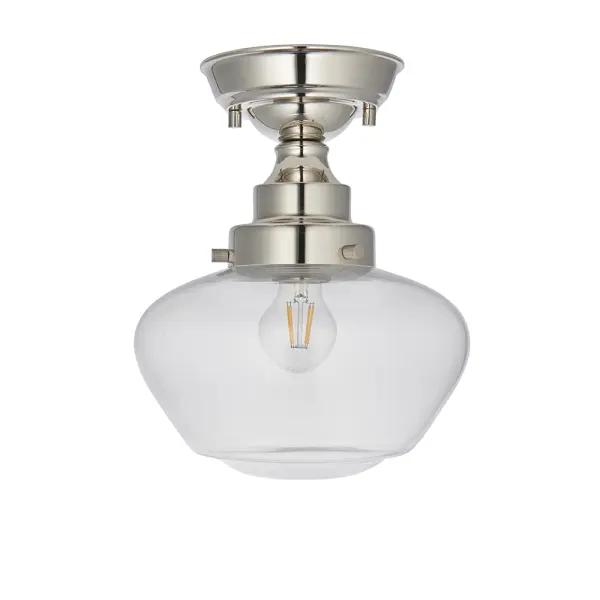 Camberley Polished Nickel & Glass Semi Flush