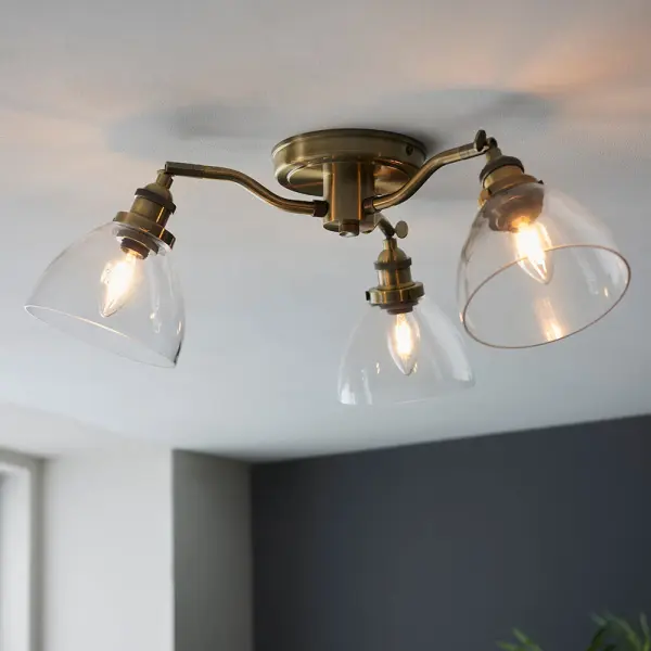 Hansen 3 Light Semi Flush in Antique Brass