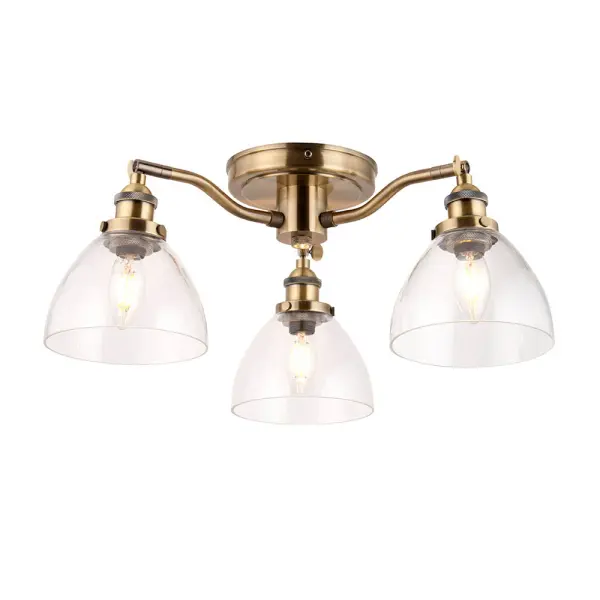 Hansen 3 Light Semi Flush in Antique Brass