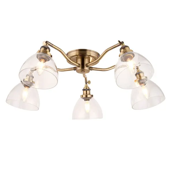 Hansen 5 Light Semi Flush in Antique Brass