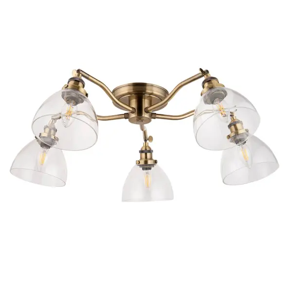 Hansen 5 Light Semi Flush in Antique Brass