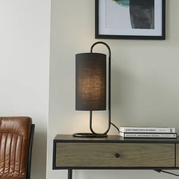 Klip Black Oval Table Lamp with Black Shade