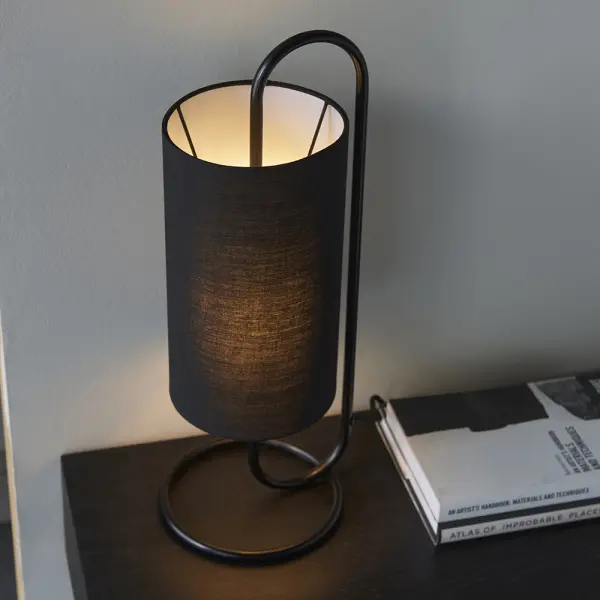 Klip Black Oval Table Lamp with Black Shade