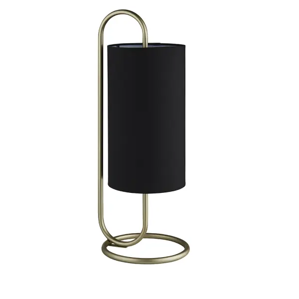 Klip Antique Brass Oval Table Lamp with Black Shade