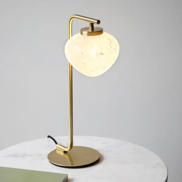 Mali Satin Brass Table Lamp with a Coneftti Glass Shade