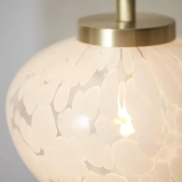 Mali Satin Brass Table Lamp with a Coneftti Glass Shade
