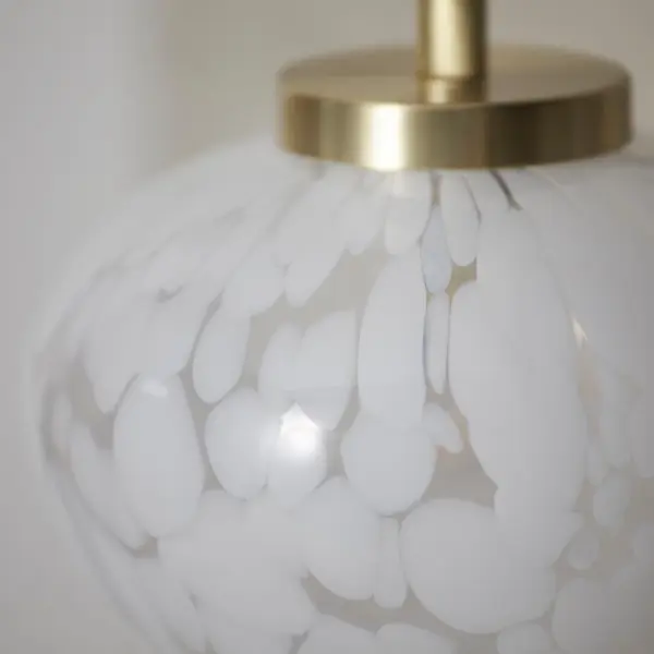 Mali Satin Brass Table Lamp with a Coneftti Glass Shade