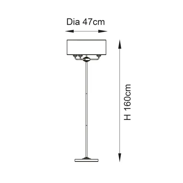 Highclere 3 Light Floor Lamp in Antique Brass C/W White Shade