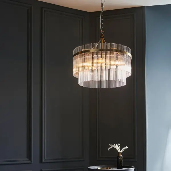 Marietta 5 Light Antique Brass Pendant