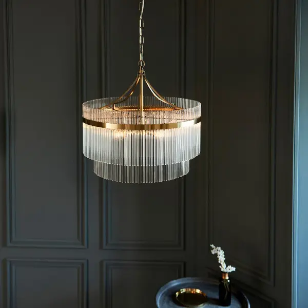 Marietta 5 Light Antique Brass Pendant