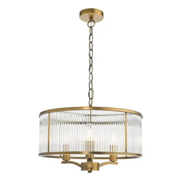 Evelyn 3 Light Antique Bronze & Glass Pendant