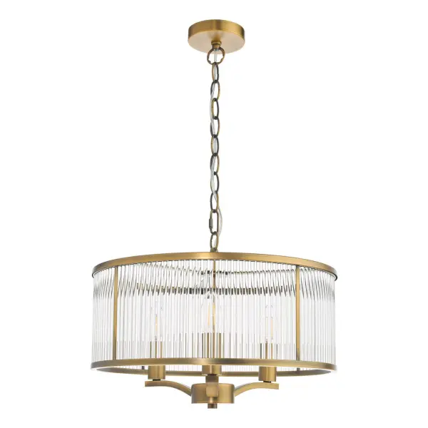 Evelyn 3 Light Antique Bronze & Glass Pendant